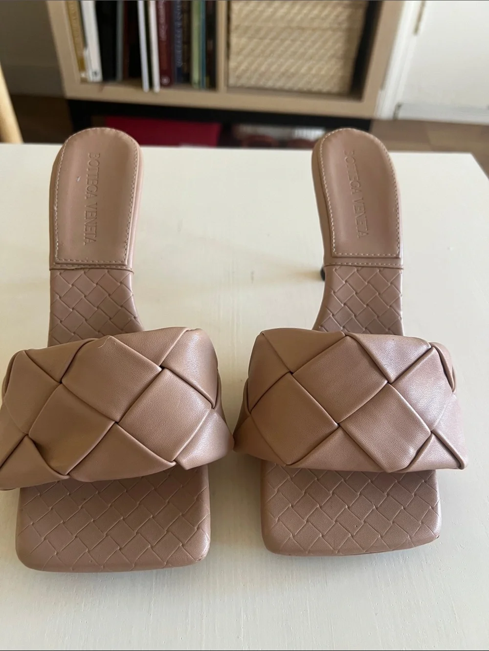 Bottega Veneta Nude Padded Intrecciato Heels